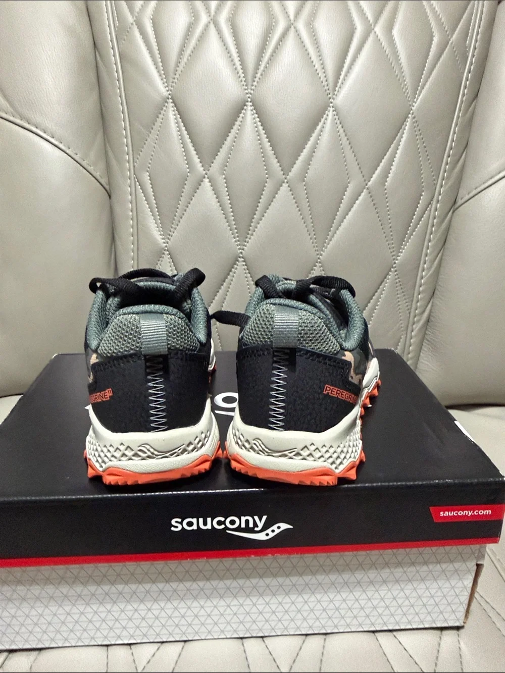 Saucony PEREGRINE11 Kids Black and Coral Trail Sneakers